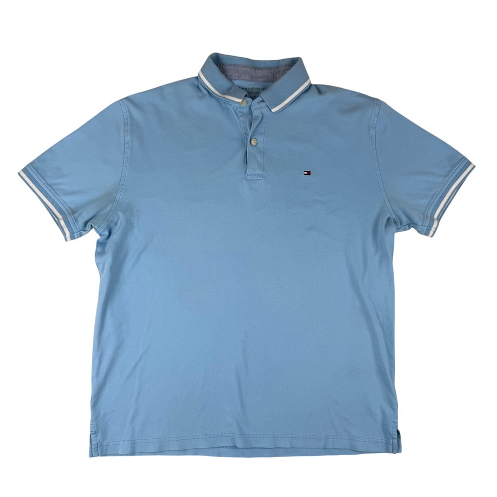 Tommy Hilfiger Large Preppy‎ Polo Shirt Cotton Tipped Collar
